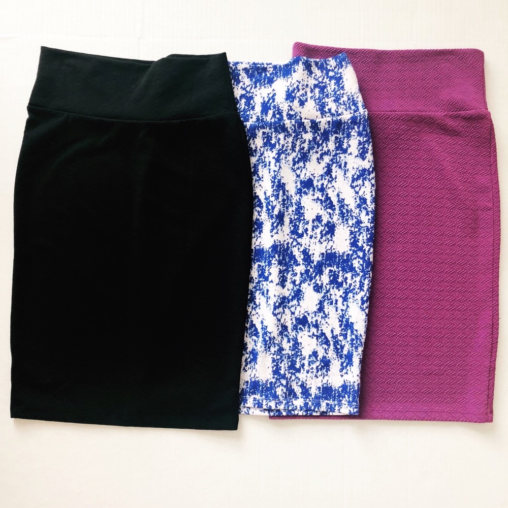 Lot of 3 LuLaRoe Cassie Skirts XS - Black